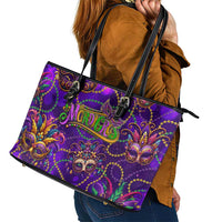 Mardi Gras Leather Tote Bag Mask Glitter Art