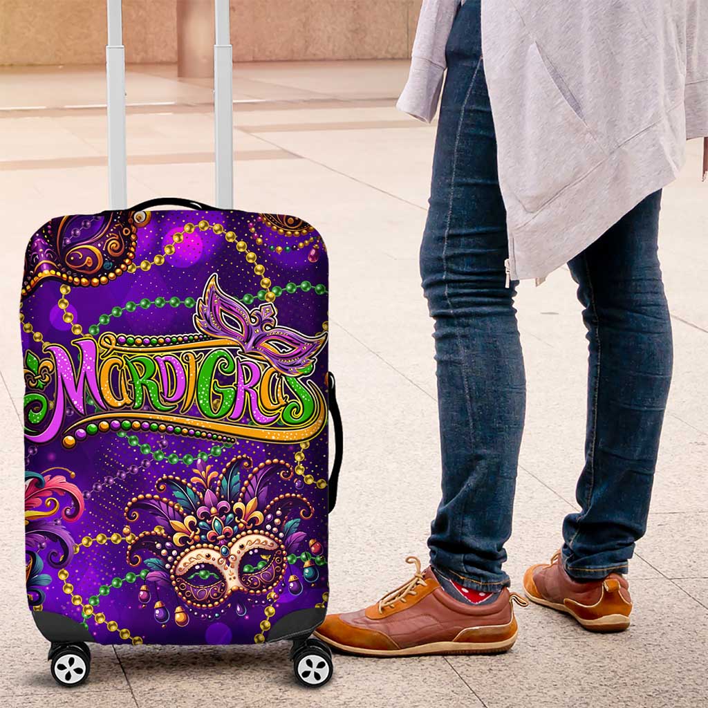 Mardi Gras Luggage Cover Mask Glitter Art - Wonder Print Shop