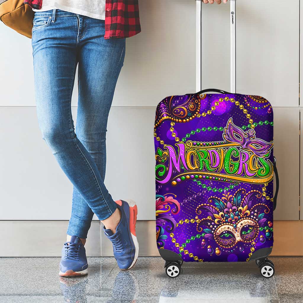 Mardi Gras Luggage Cover Mask Glitter Art - Wonder Print Shop