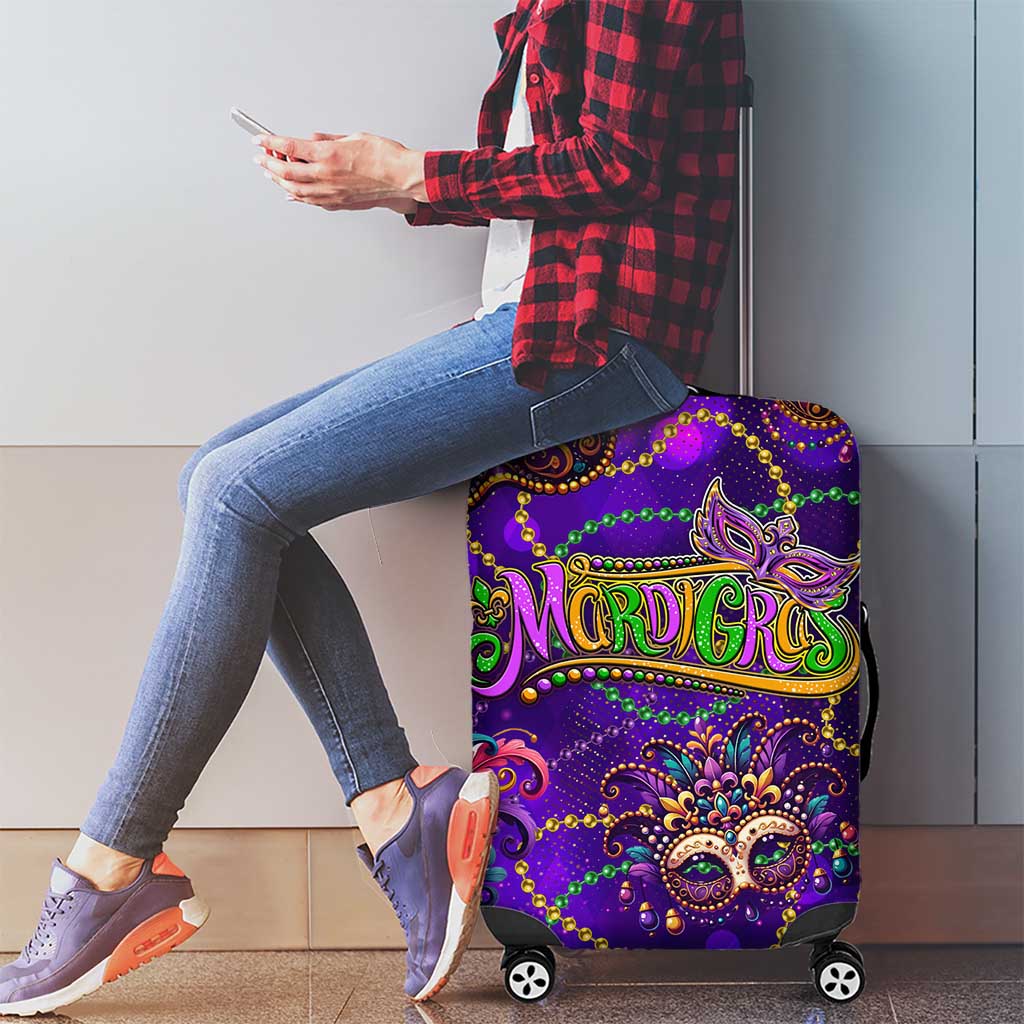 Mardi Gras Luggage Cover Mask Glitter Art - Wonder Print Shop