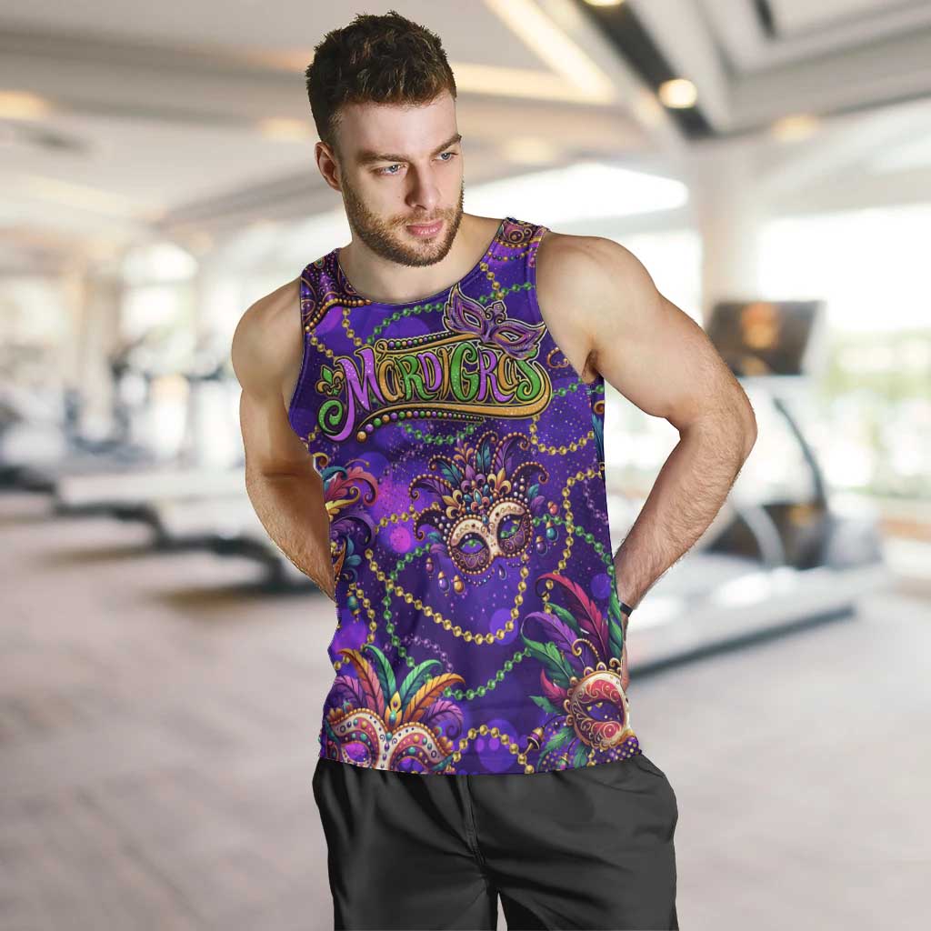 Mardi Gras Men Tank Top Mask Glitter Art - Wonder Print Shop