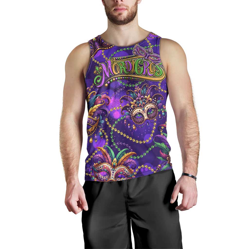 Mardi Gras Men Tank Top Mask Glitter Art - Wonder Print Shop