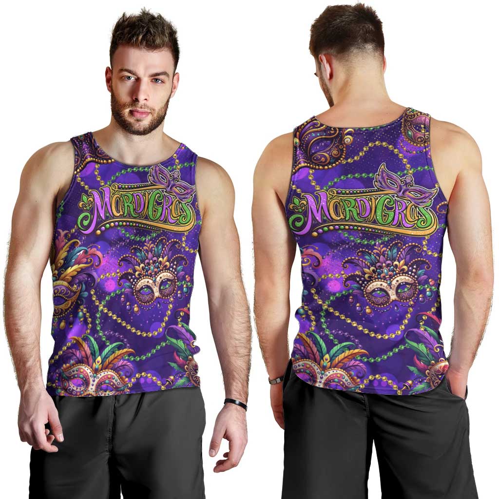 Mardi Gras Men Tank Top Mask Glitter Art - Wonder Print Shop