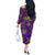 Mardi Gras Off The Shoulder Long Sleeve Dress Mask Glitter Art - Wonder Print Shop