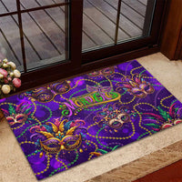 Mardi Gras Rubber Doormat Mask Glitter Art - Wonder Print Shop