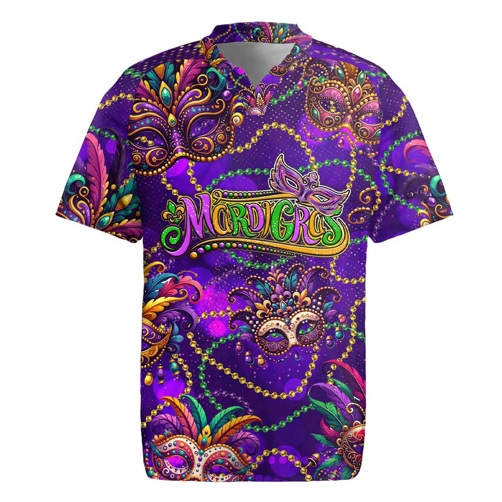 Mardi Gras Rugby Jersey Mask Glitter Art - Wonder Print Shop