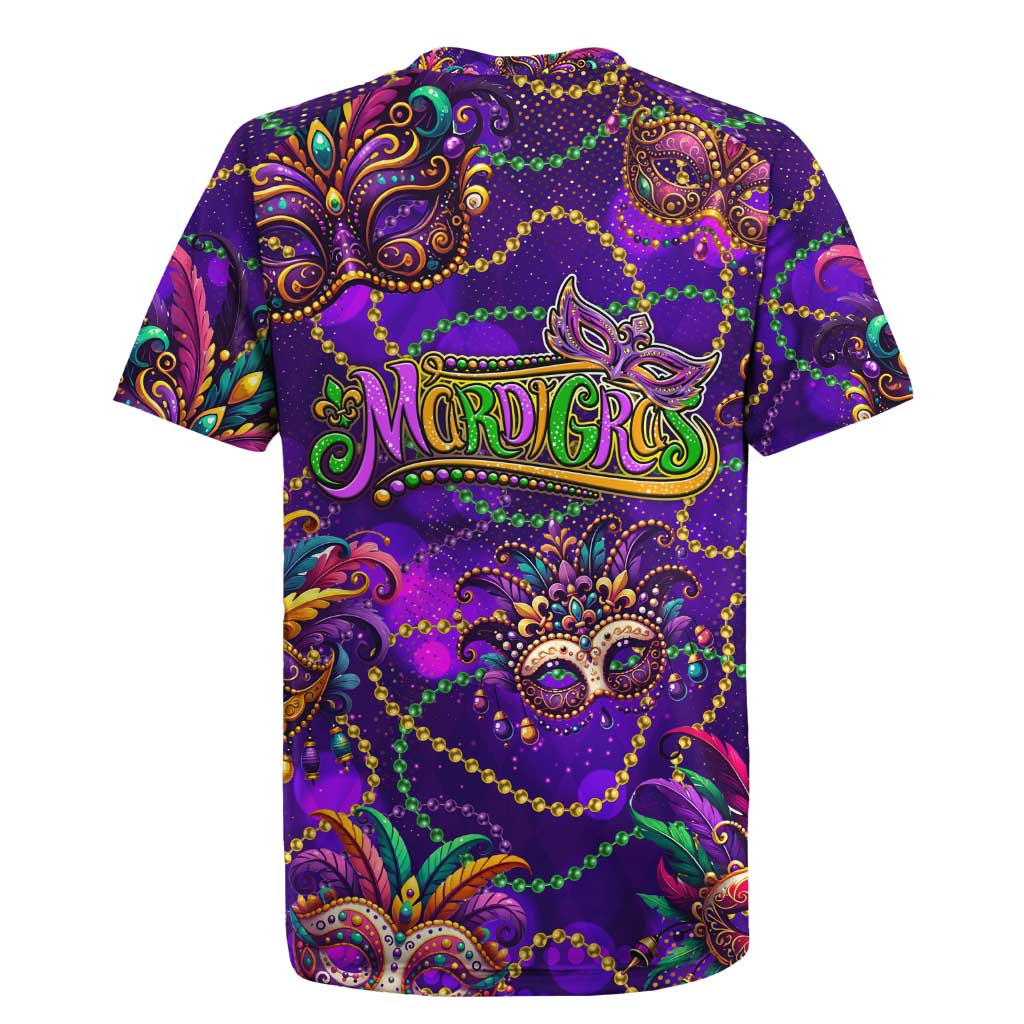 Mardi Gras Rugby Jersey Mask Glitter Art - Wonder Print Shop