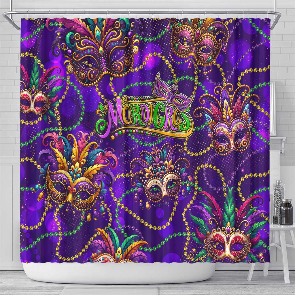Mardi Gras Shower Curtain Mask Glitter Art - Wonder Print Shop
