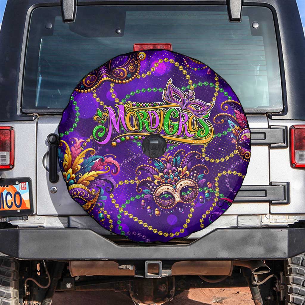 Mardi Gras Spare Tire Cover Mask Glitter Art - Wonder Print Shop