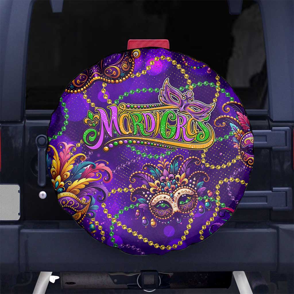 Mardi Gras Spare Tire Cover Mask Glitter Art - Wonder Print Shop