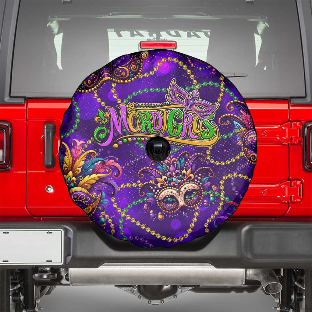 Mardi Gras Spare Tire Cover Mask Glitter Art - Wonder Print Shop