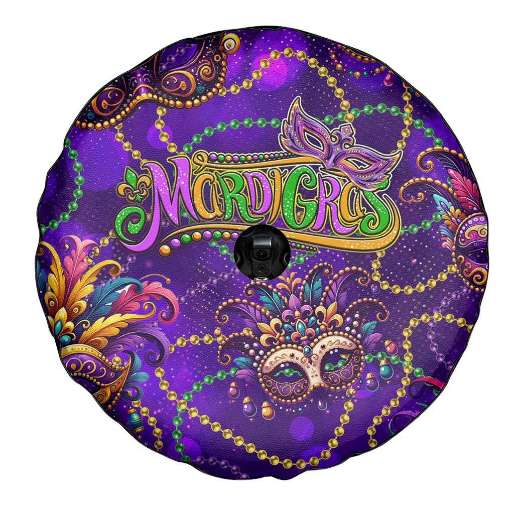Mardi Gras Spare Tire Cover Mask Glitter Art - Wonder Print Shop