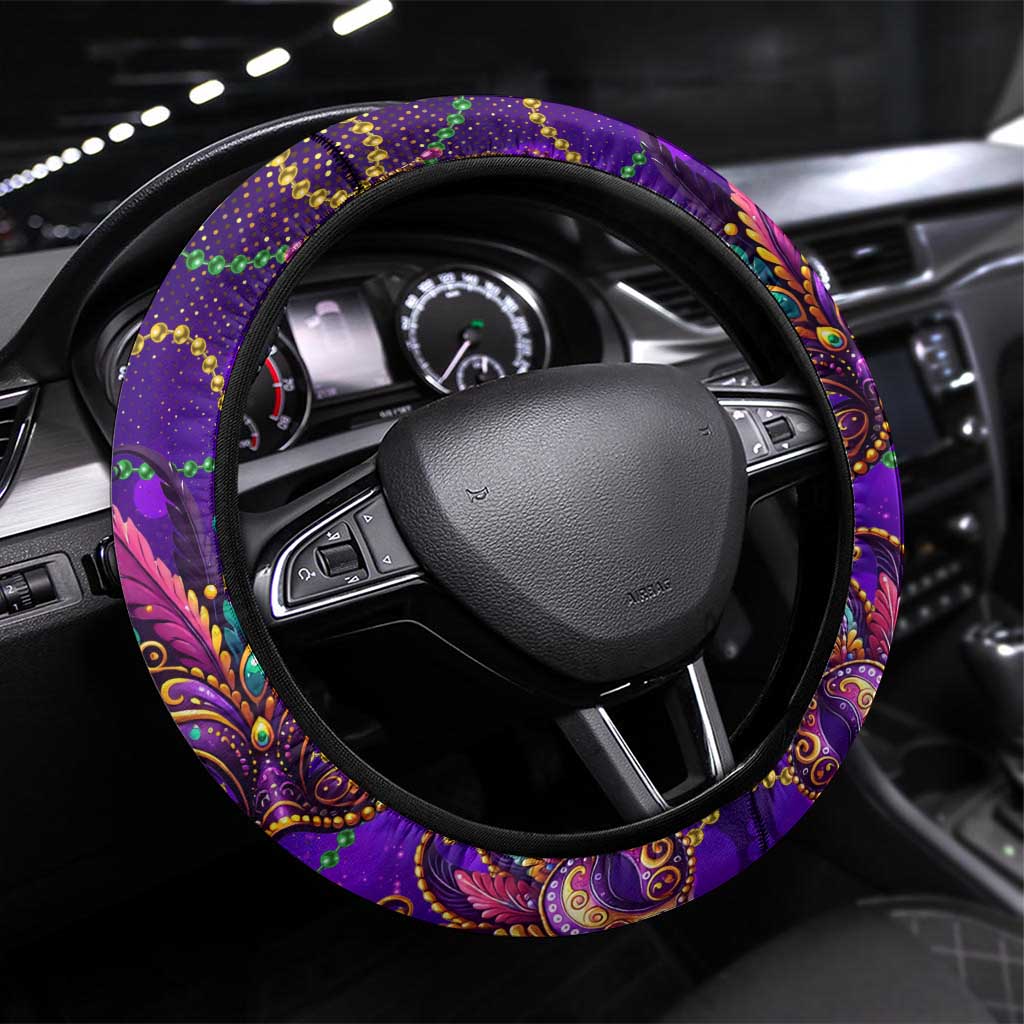 Mardi Gras Steering Wheel Cover Mask Glitter Art - Wonder Print Shop