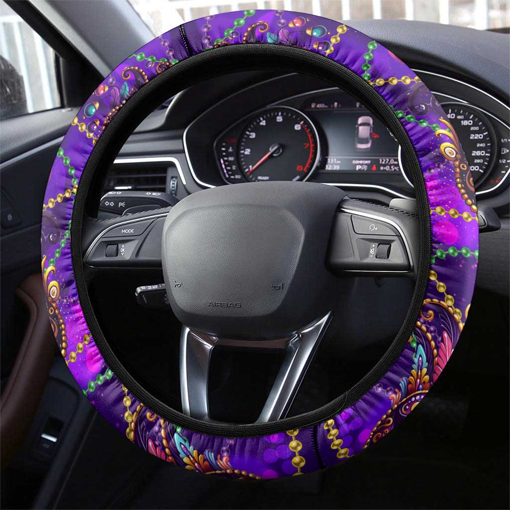 Mardi Gras Steering Wheel Cover Mask Glitter Art - Wonder Print Shop