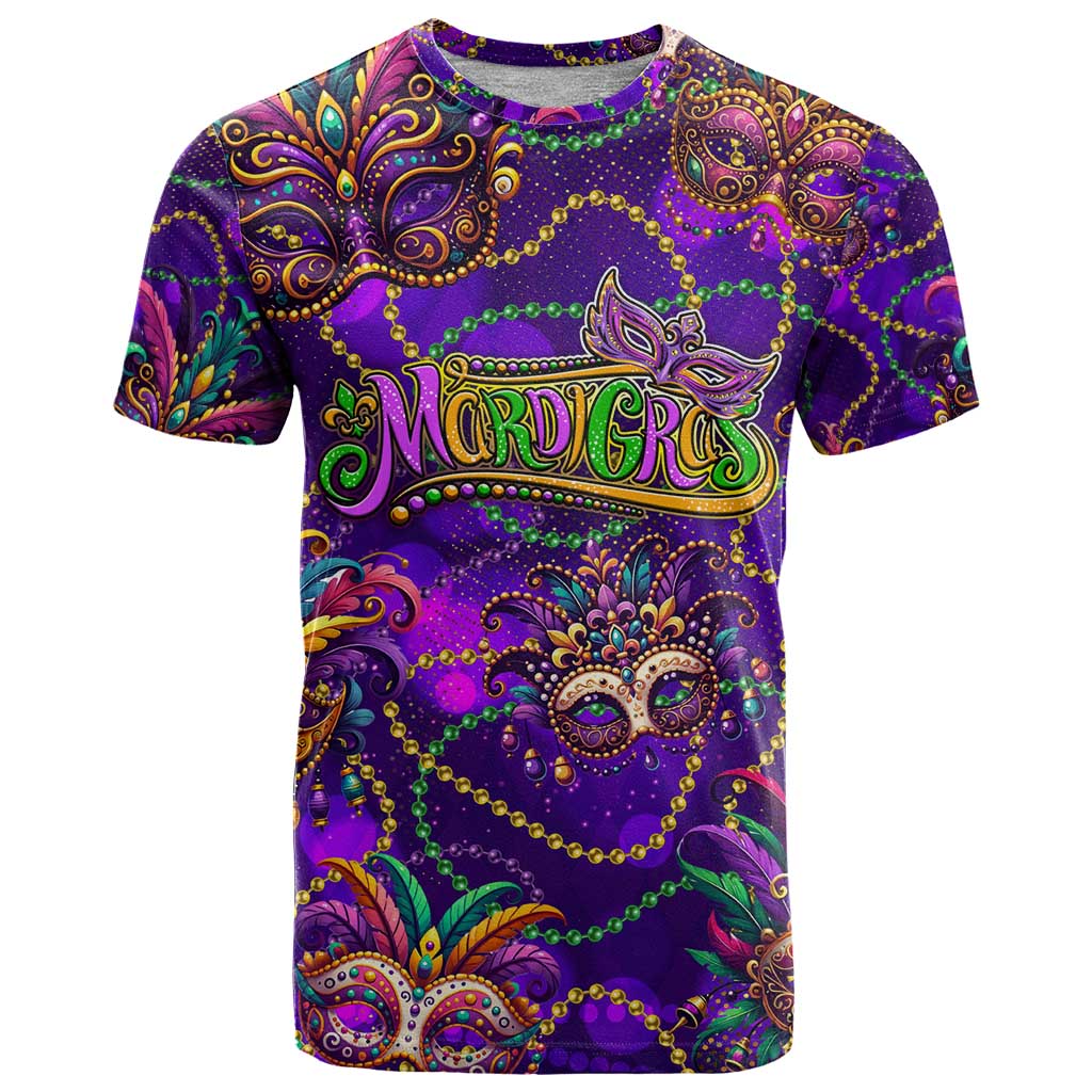 Mardi Gras T Shirt Mask Glitter Art - Wonder Print Shop
