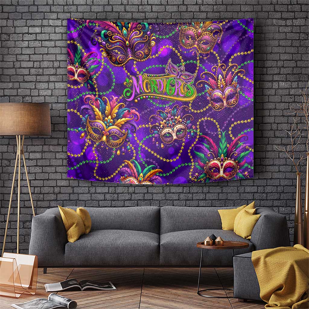 Mardi Gras Tapestry Mask Glitter Art - Wonder Print Shop