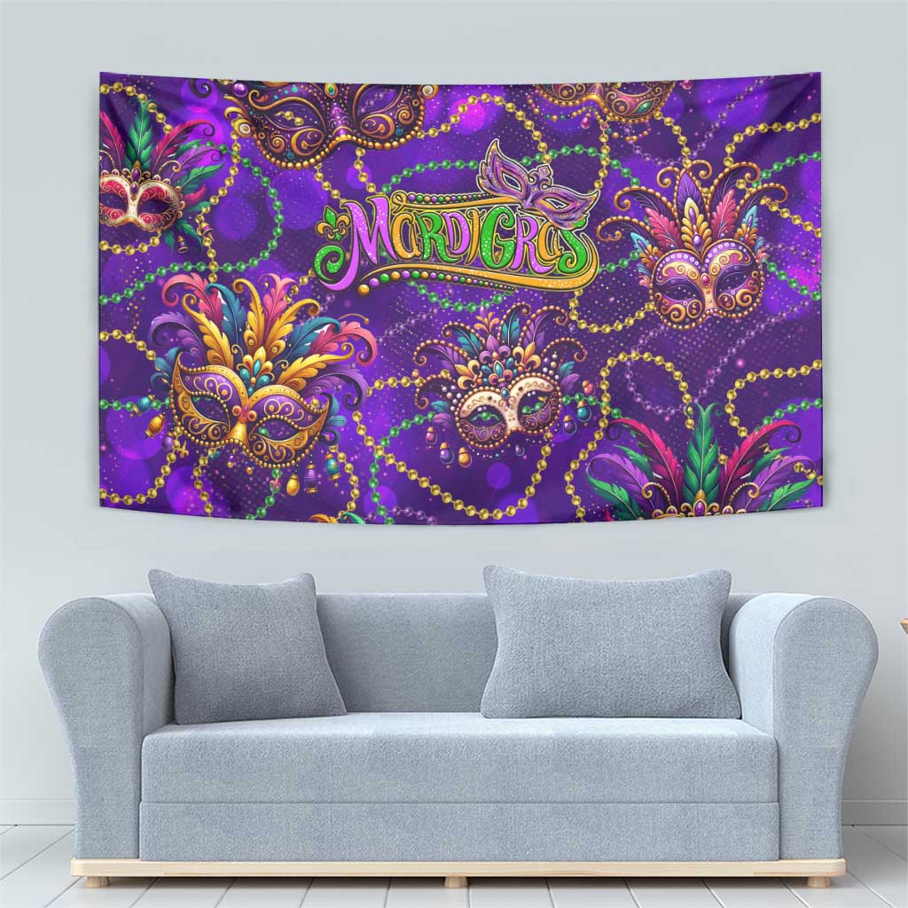 Mardi Gras Tapestry Mask Glitter Art - Wonder Print Shop