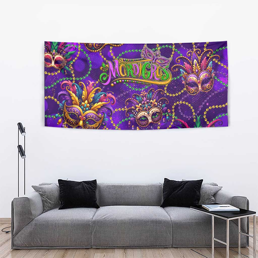 Mardi Gras Tapestry Mask Glitter Art - Wonder Print Shop