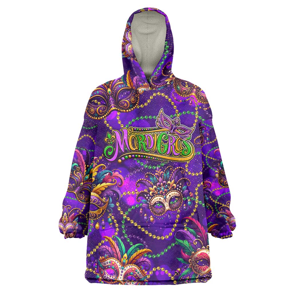 Mardi Gras Wearable Blanket Hoodie Mask Glitter Art - Wonder Print Shop