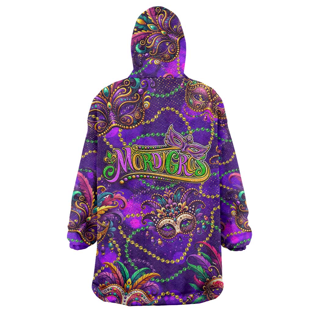 Mardi Gras Wearable Blanket Hoodie Mask Glitter Art - Wonder Print Shop