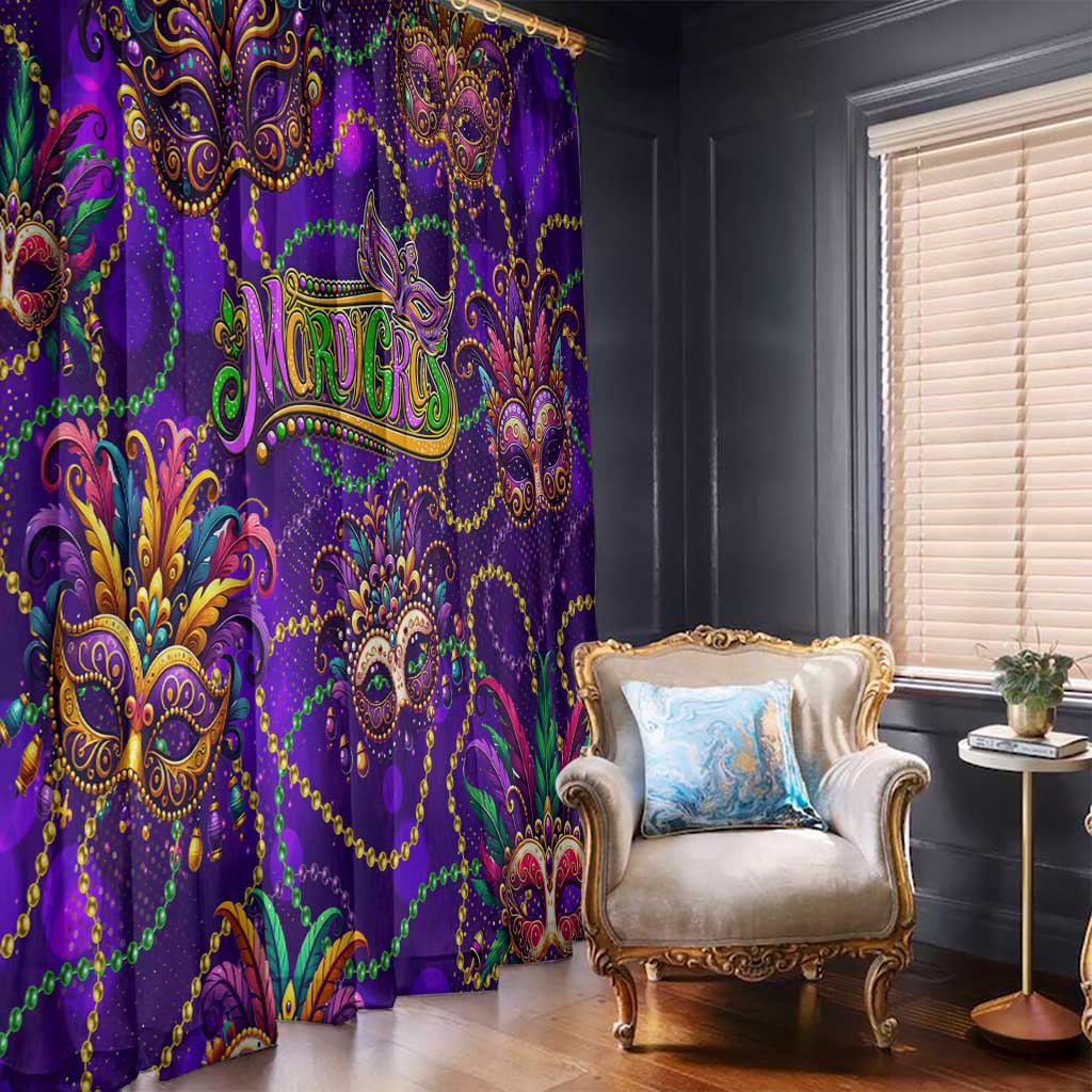 Mardi Gras Window Curtain Mask Glitter Art - Wonder Print Shop