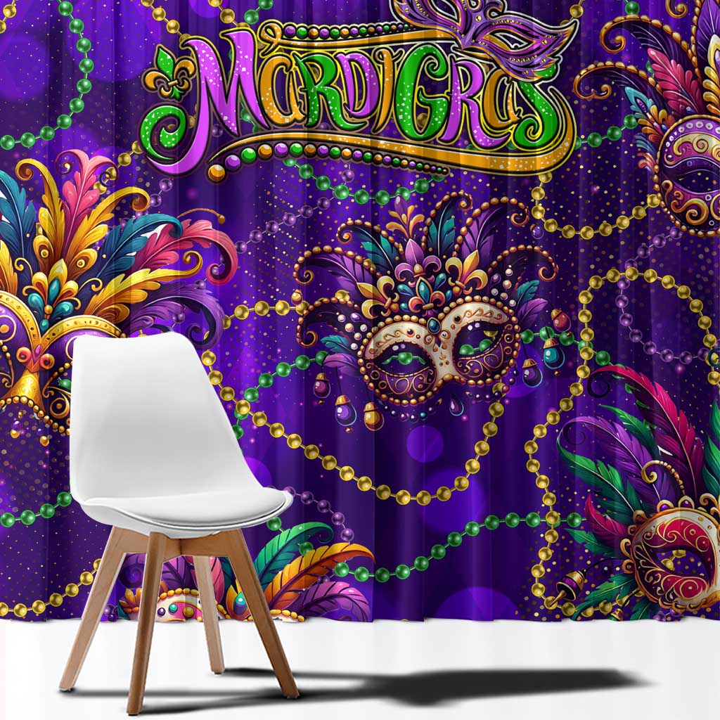 Mardi Gras Window Curtain Mask Glitter Art - Wonder Print Shop