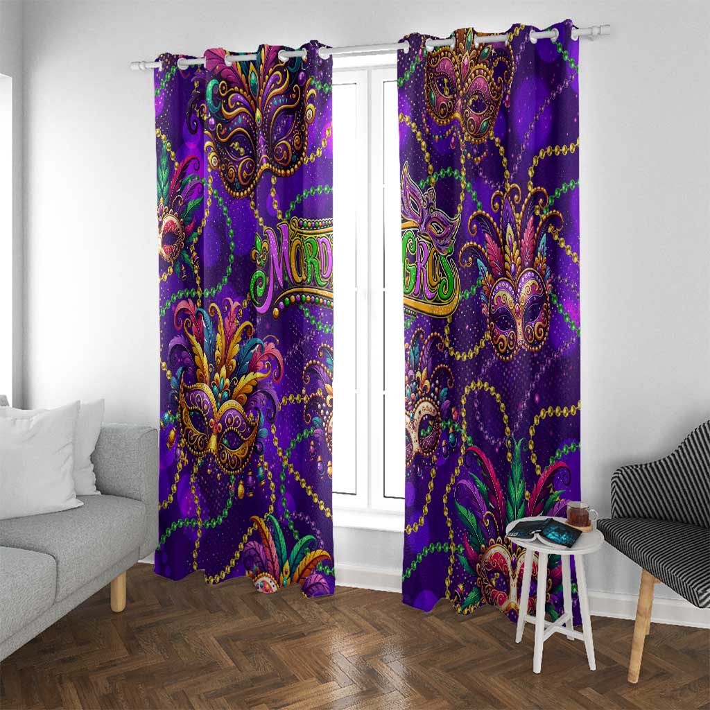 Mardi Gras Window Curtain Mask Glitter Art - Wonder Print Shop