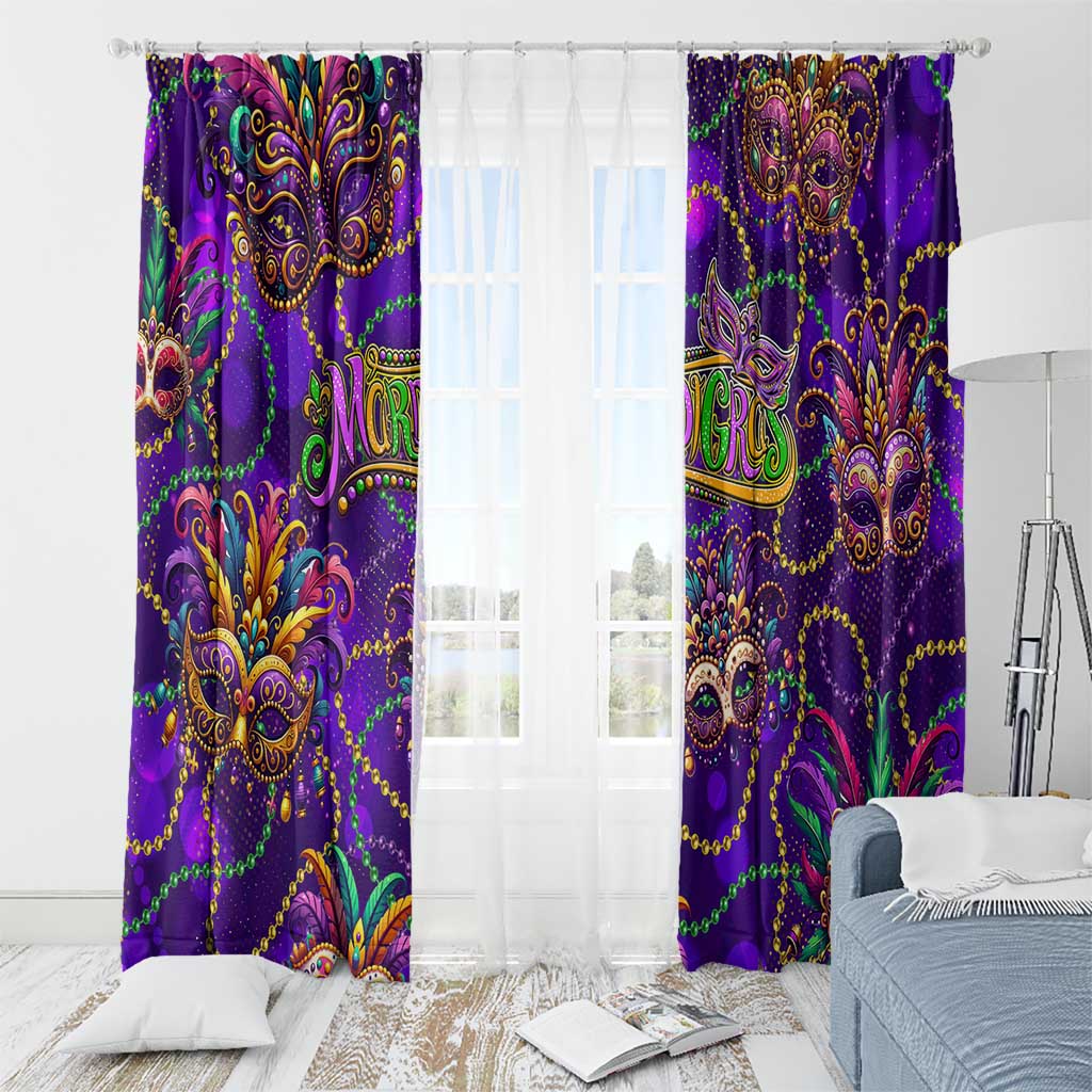 Mardi Gras Window Curtain Mask Glitter Art - Wonder Print Shop