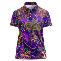 Mardi Gras Women Polo Shirt Mask Glitter Art - Wonder Print Shop