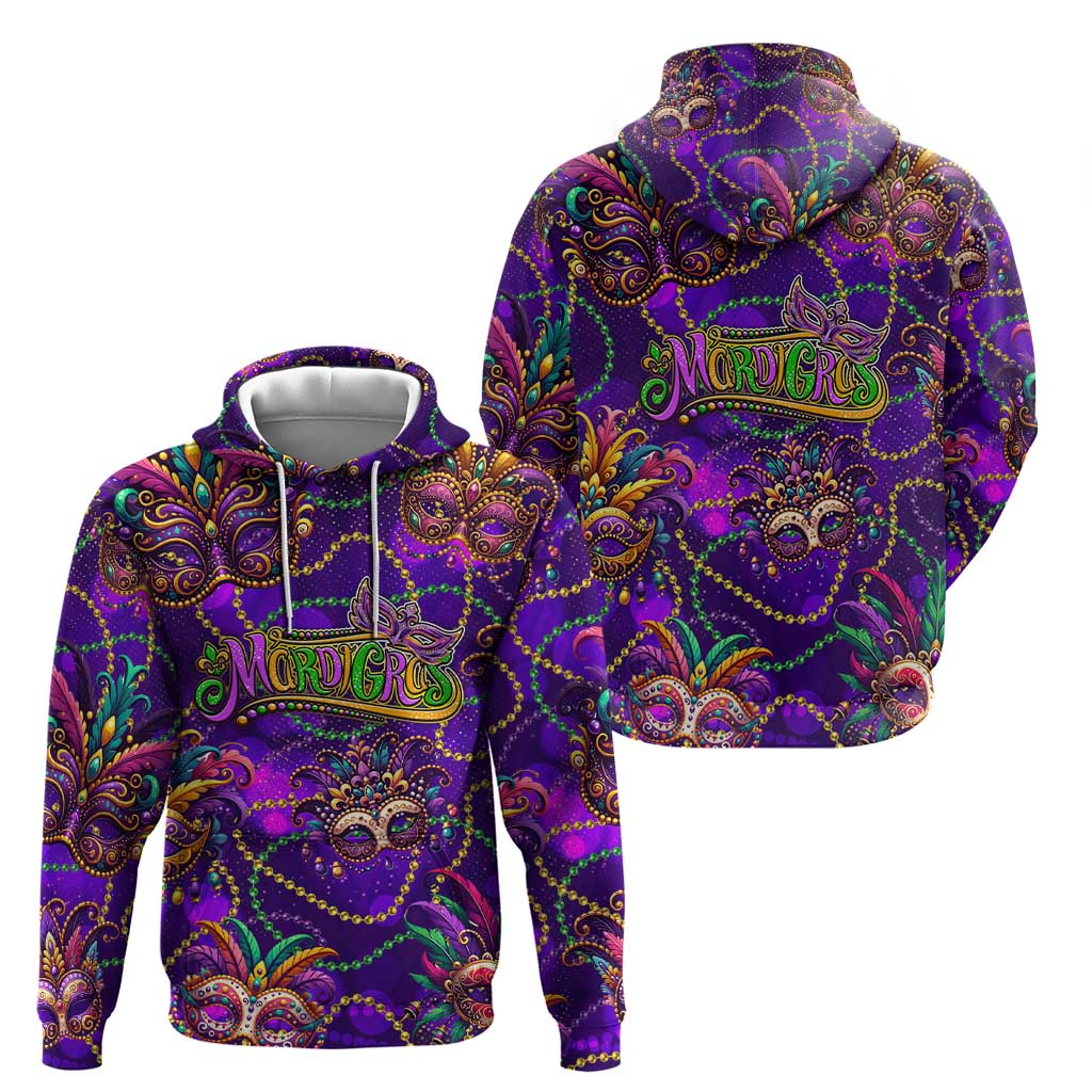 Mardi Gras Zip Hoodie Mask Glitter Art - Wonder Print Shop