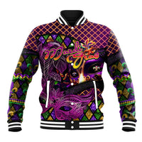 Happy Mardi Gras Baseball Jacket Mask Feather Colorfull