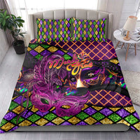 Happy Mardi Gras Bedding Set Mask Feather Colorfull