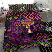 Happy Mardi Gras Bedding Set Mask Feather Colorfull