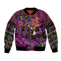 Happy Mardi Gras Bomber Jacket Mask Feather Colorfull