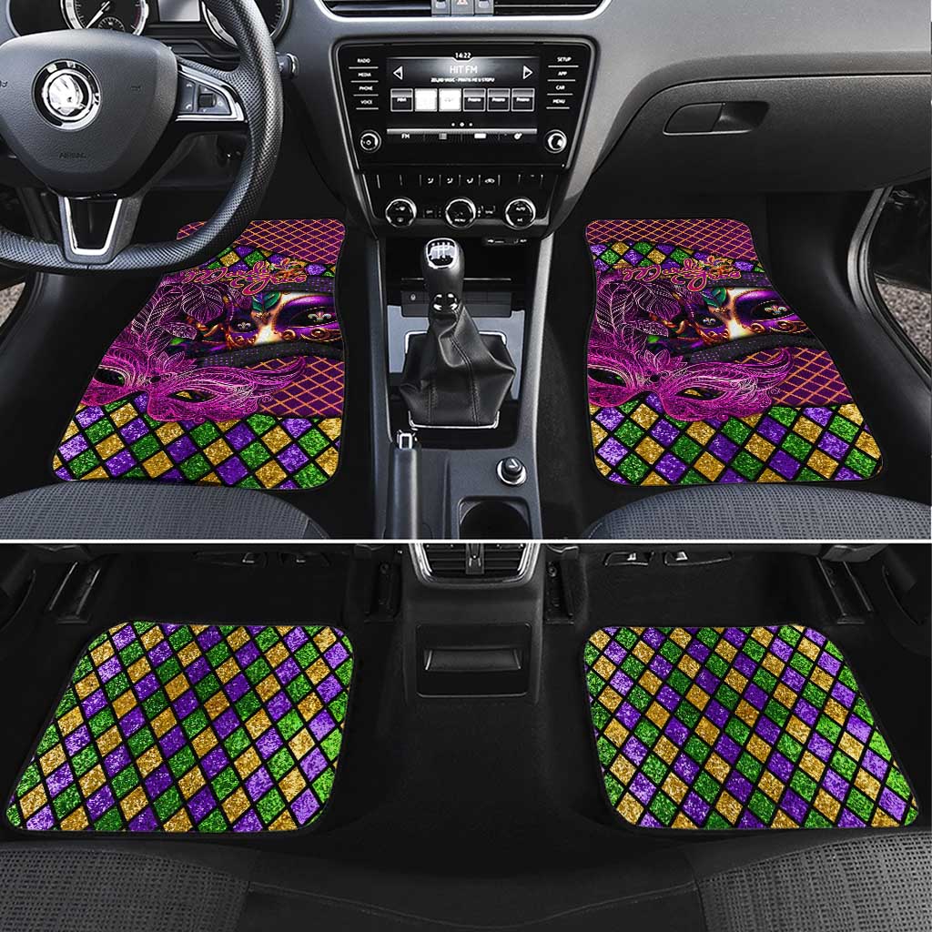 Happy Mardi Gras Car Mats Mask Feather Colorfull