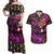 Happy Mardi Gras Couples Matching Off Shoulder Maxi Dress and Hawaiian Shirt Mask Feather Colorfull