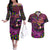 Happy Mardi Gras Couples Matching Off The Shoulder Long Sleeve Dress and Hawaiian Shirt Mask Feather Colorfull