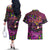 Happy Mardi Gras Couples Matching Off The Shoulder Long Sleeve Dress and Hawaiian Shirt Mask Feather Colorfull