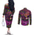 Happy Mardi Gras Couples Matching Off The Shoulder Long Sleeve Dress and Long Sleeve Button Shirt Mask Feather Colorfull