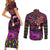 Happy Mardi Gras Couples Matching Short Sleeve Bodycon Dress and Long Sleeve Button Shirt Mask Feather Colorfull