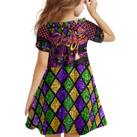 Happy Mardi Gras Family Matching Short Sleeve Bodycon Dress and Hawaiian Shirt Mask Feather Colorfull - Wonder Print Shop
