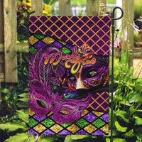 Happy Mardi Gras Garden Flag Mask Feather Colorfull - Wonder Print Shop