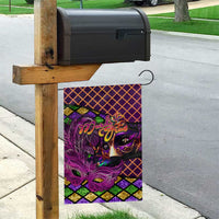Happy Mardi Gras Garden Flag Mask Feather Colorfull - Wonder Print Shop