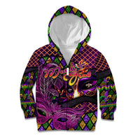 Happy Mardi Gras Kid Hoodie Mask Feather Colorfull - Wonder Print Shop