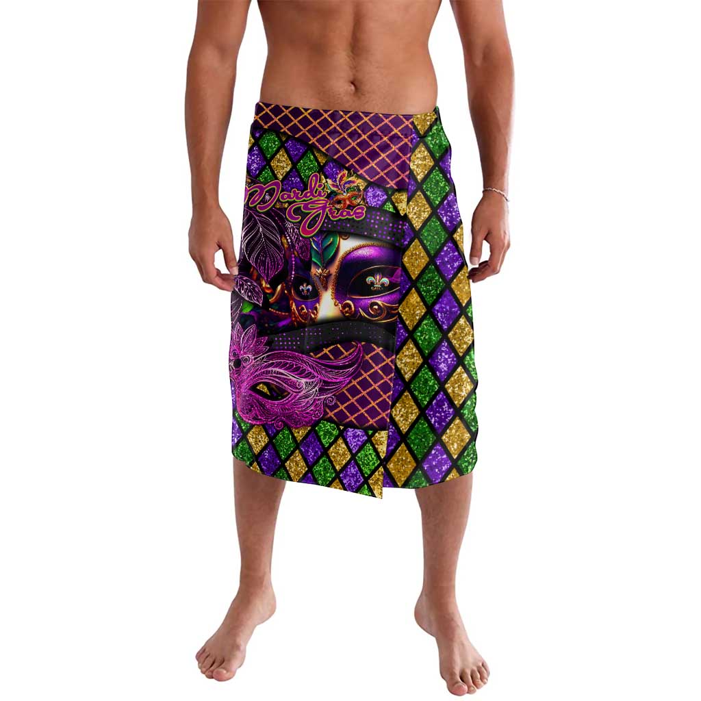 Happy Mardi Gras Lavalava Mask Feather Colorfull - Wonder Print Shop