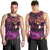 Happy Mardi Gras Men Tank Top Mask Feather Colorfull - Wonder Print Shop