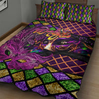 Happy Mardi Gras Quilt Bed Set Mask Feather Colorfull - Wonder Print Shop