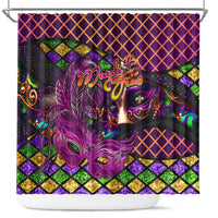 Happy Mardi Gras Shower Curtain Mask Feather Colorfull - Wonder Print Shop
