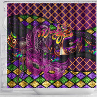 Happy Mardi Gras Shower Curtain Mask Feather Colorfull - Wonder Print Shop