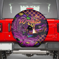 Happy Mardi Gras Spare Tire Cover Mask Feather Colorfull - Wonder Print Shop